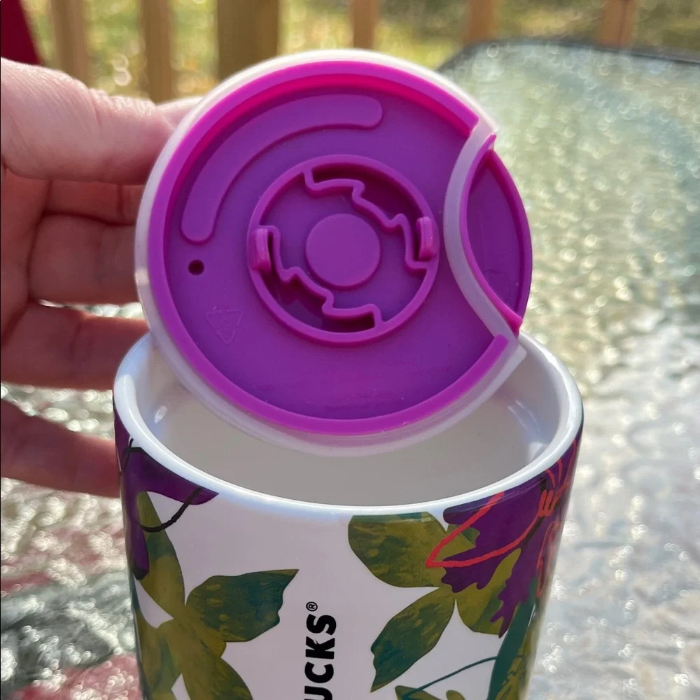Starbucks White Mug with Green and Purple Floral Design - Picture 8 of 8